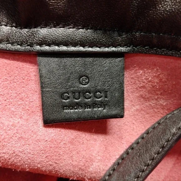 GUCCI - Grained Calfskin Logo Drawstring Backpack