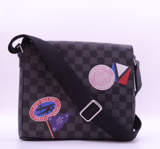 LOUIS VUITTON - Damier Graphite District Messenger Bag PM World Tour