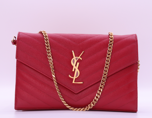 SAINT LAURENT - Shoulder Bag Red Leather