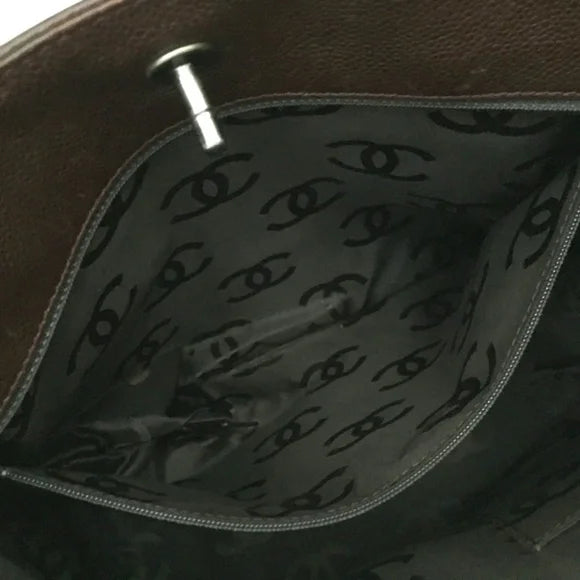 CHANEL - Calfskin Tote Brown Hand Bag