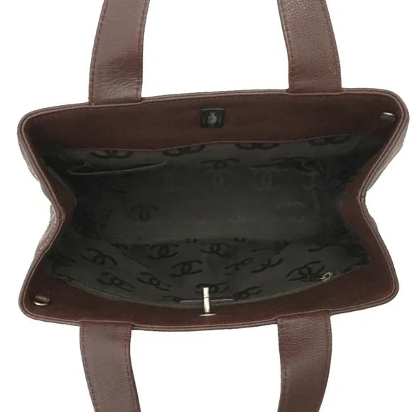 CHANEL - Calfskin Tote Brown Hand Bag