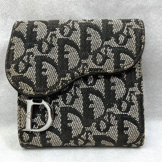 DIOR - Saddle Lotus Wallet Blue Dior Oblique Jacquard
