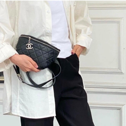 CHANEL - Grained Calfskin Quilted Waist Belt Bag