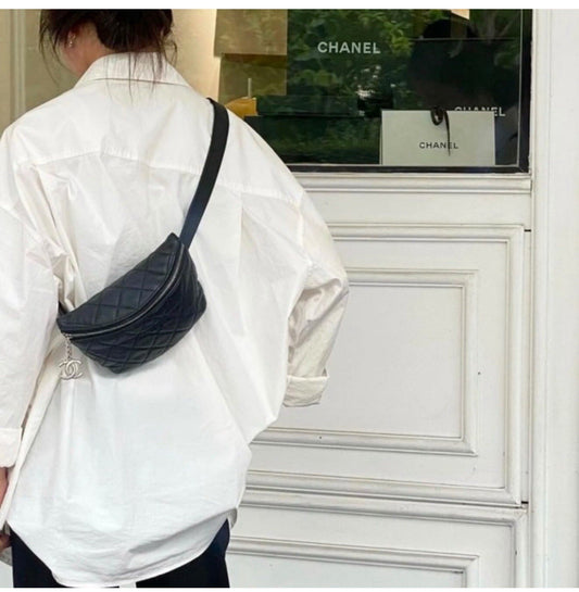 CHANEL - Grained Calfskin Quilted Waist Belt Bag