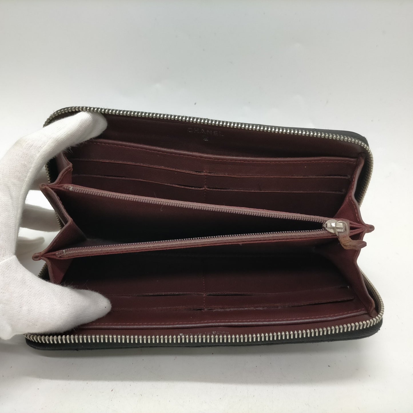 CHANEL - Quilted Large Gasset Zip Around Wallet